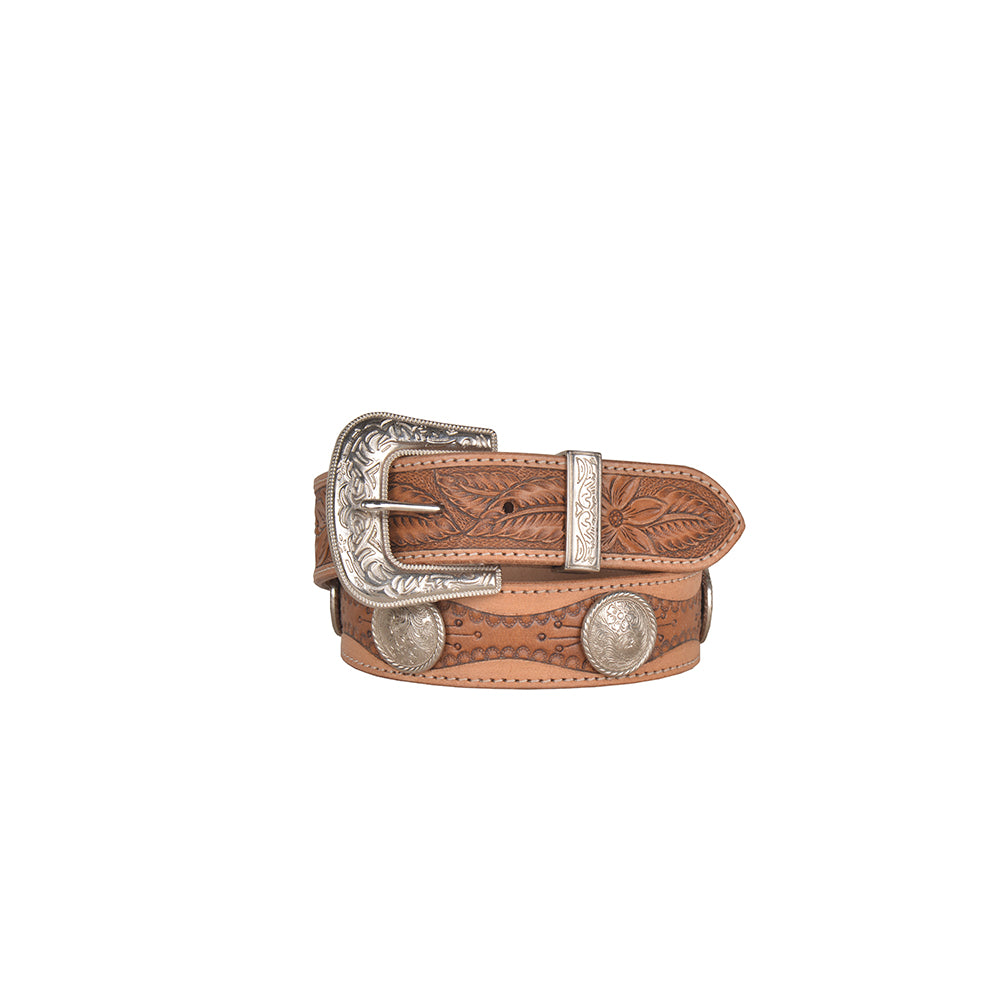 Birch Hand-Tooled Leather Women's Belt - MyraUSA