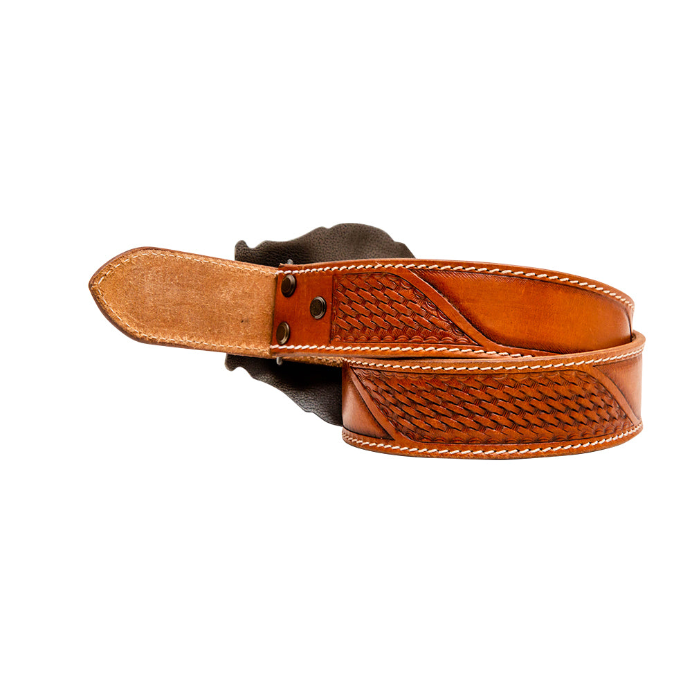 Coco-Bean Hand-Tooled Leather Women's Belt - MyraUSA