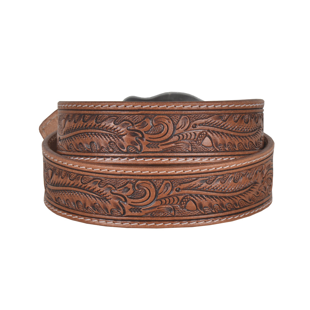 Frenzy Hand-Tooled Leather Women's Belt - MyraUSA