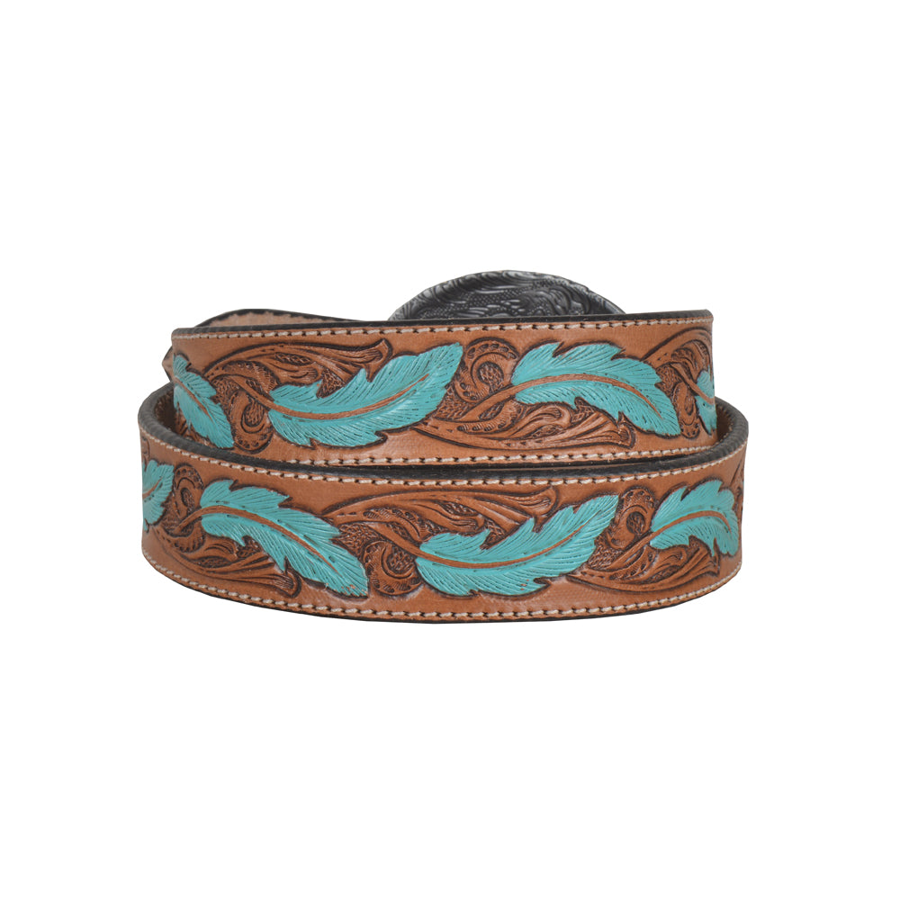 Radianite Hand-Tooled Leather Women's Belt - MyraUSA