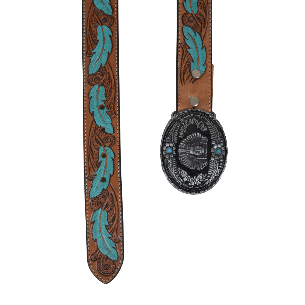 Radianite Hand-Tooled Leather Women's Belt - MyraUSA
