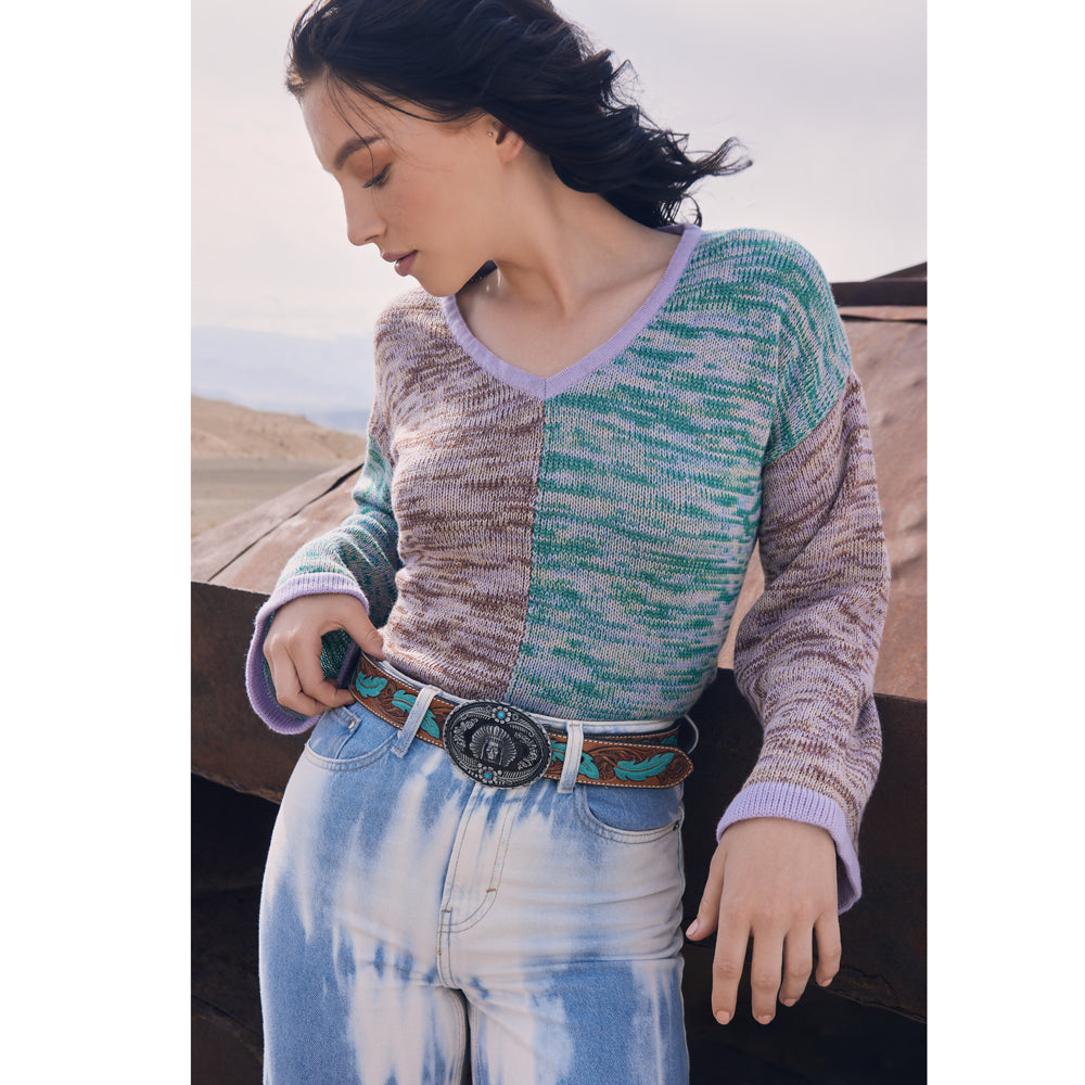 Radianite Hand-Tooled Leather Women's Belt - MyraUSA