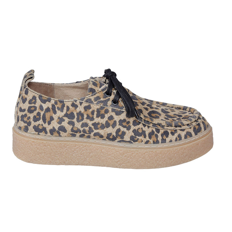 Western sneakers with leopard print leather and black laces