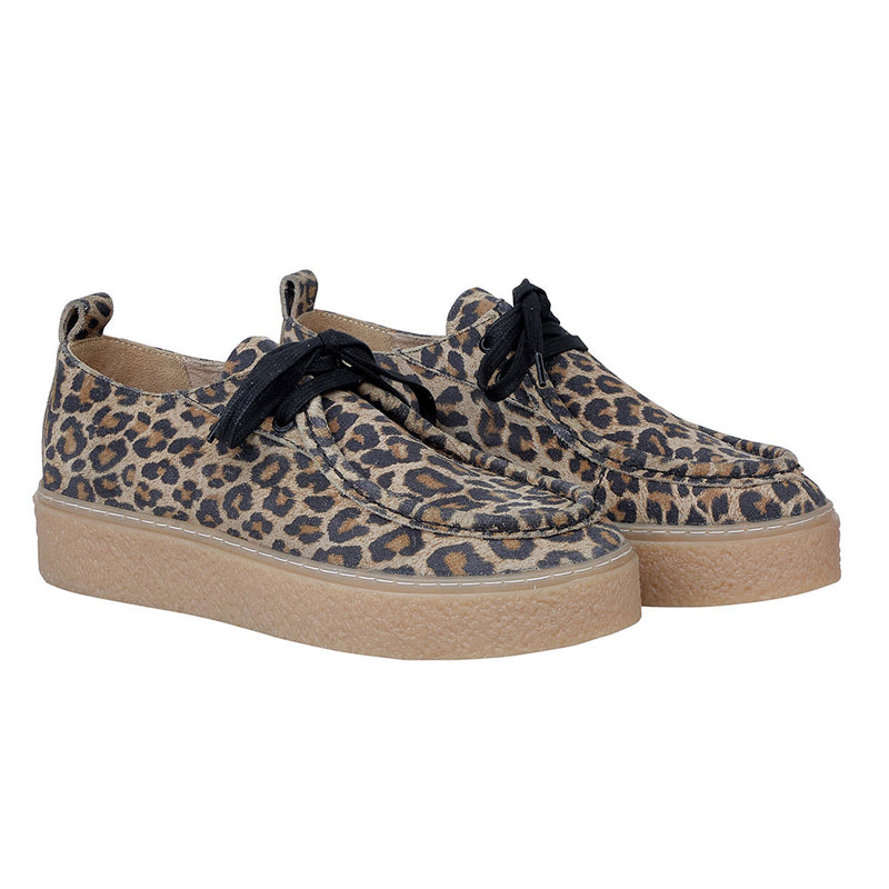 Western sneakers with leopard print leather and black laces