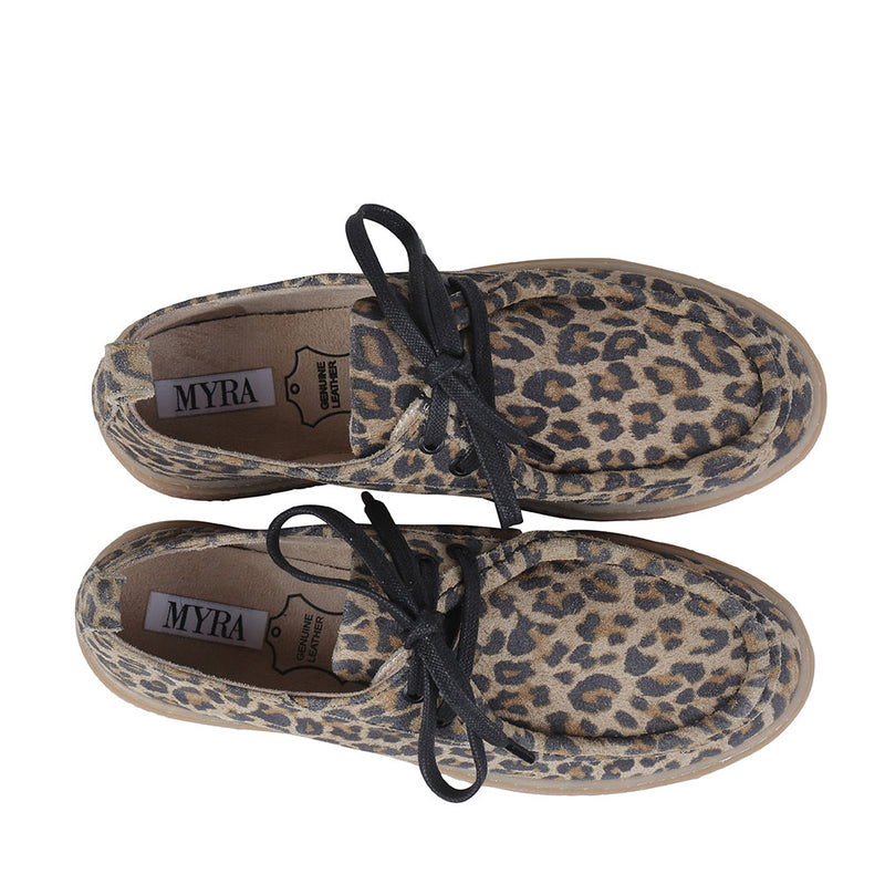 Western sneakers with leopard print leather and black laces