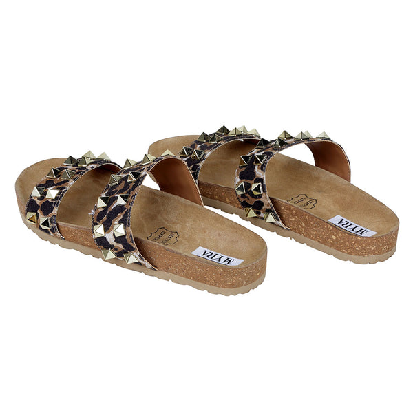 Women's western sandals with animal print textile