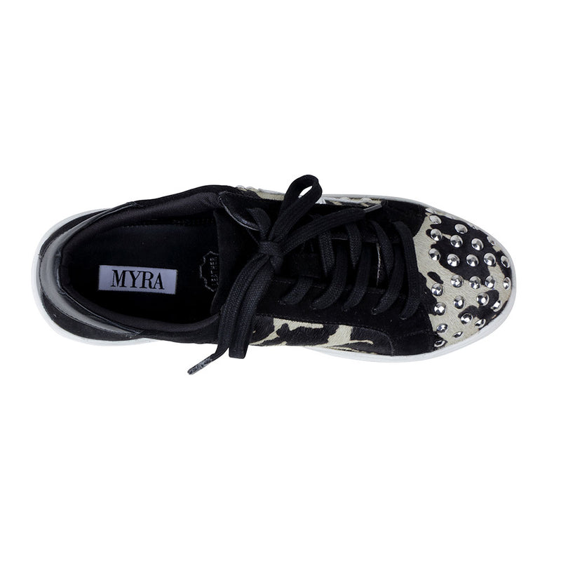 Black and white western sneakers with shiny sequins