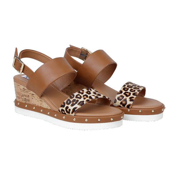 Trendy Sandals for Women with multiple straps and one strap featuring a leopard print design.