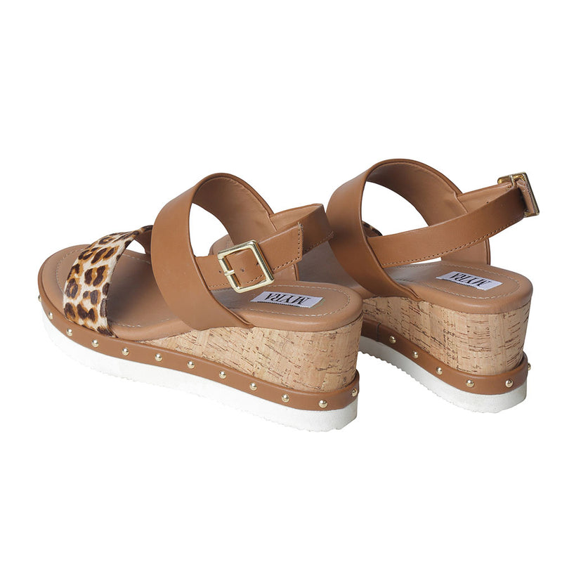 Trendy Sandals for Women with multiple straps and one strap featuring a leopard print design.