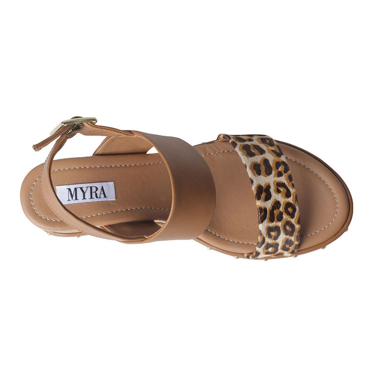 Trendy Sandals for Women with multiple straps and one strap featuring a leopard print design.