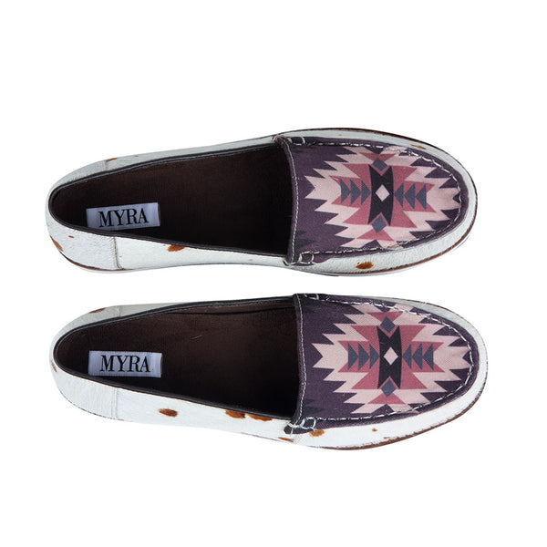 Western sneakers with aztec print colors such as pink, purple, black, and white