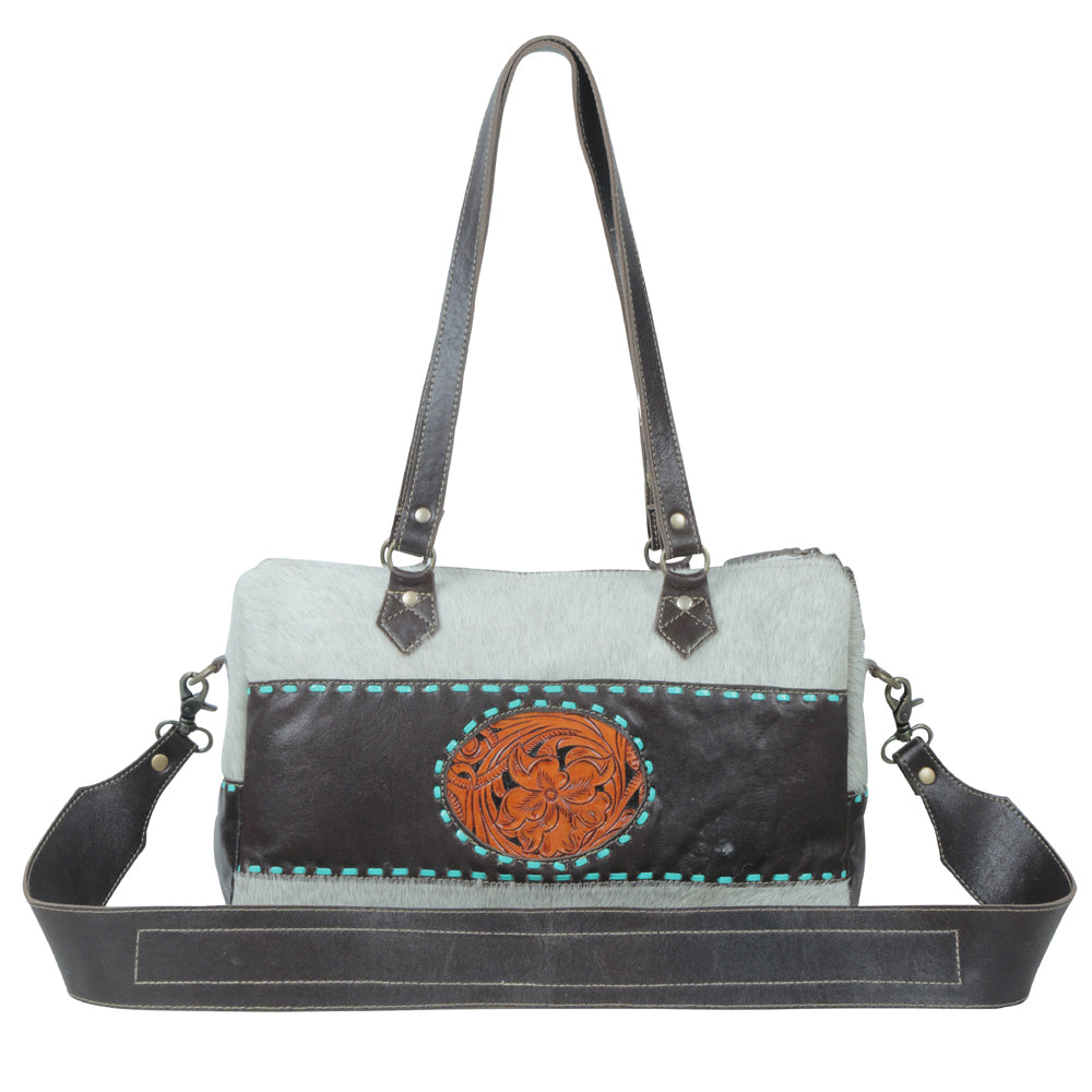 Turquoise  edges Hand-Tooled Bag - MyraUSA