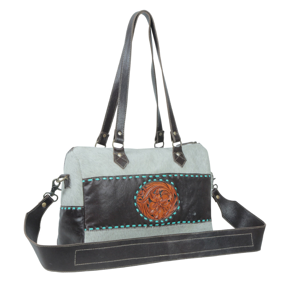 Turquoise  edges Hand-Tooled Bag - MyraUSA