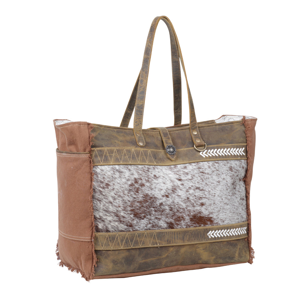 SALT N PEPPER CANVAS AND HAIRON BAG - MyraUSA