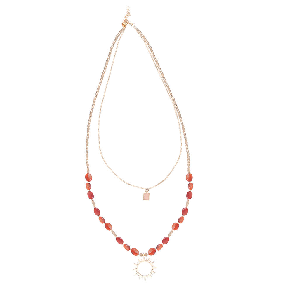 Maroon Stars Necklace - MyraUSA