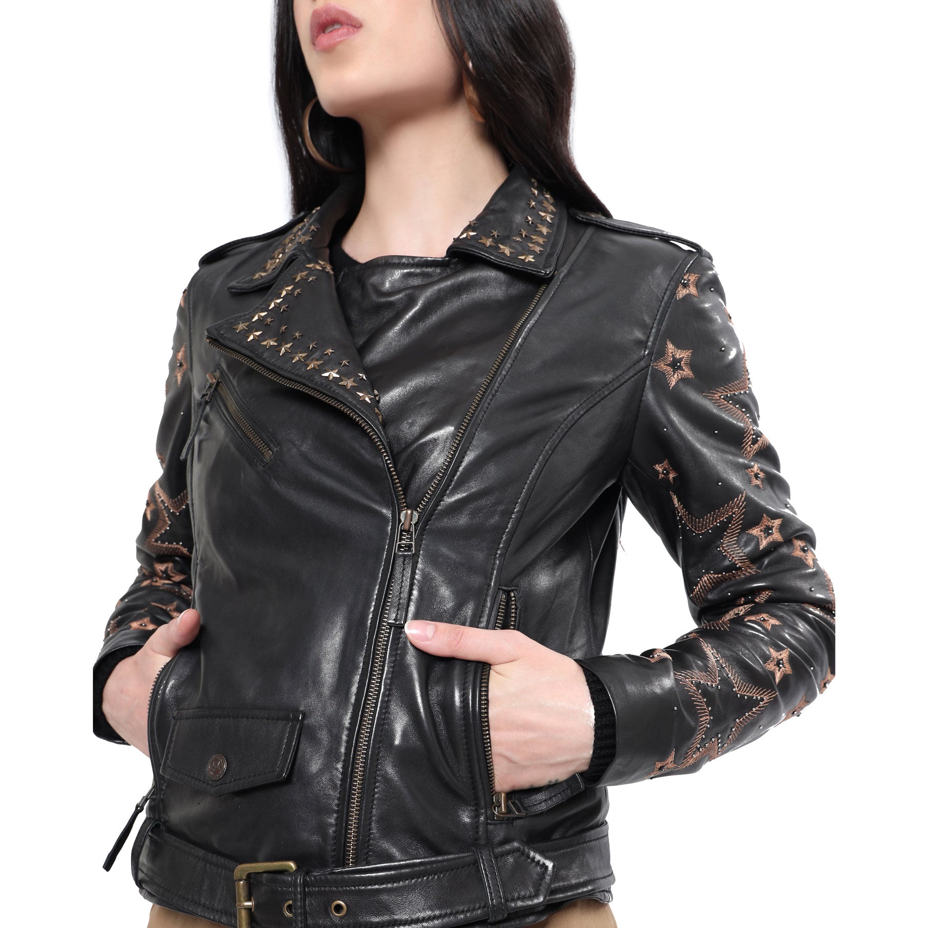 Brown Star LEATHER Jacket - MyraUSA