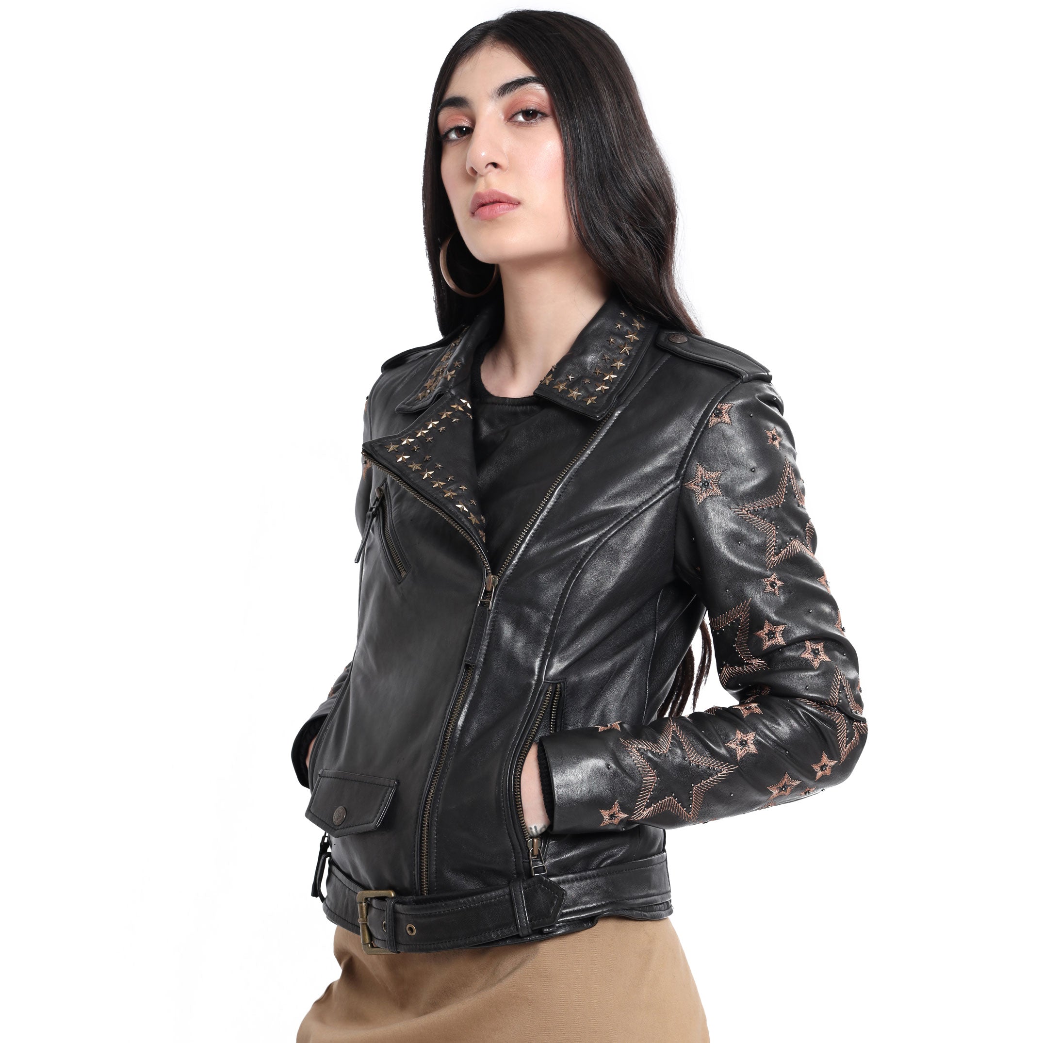 Brown Star LEATHER Jacket - MyraUSA