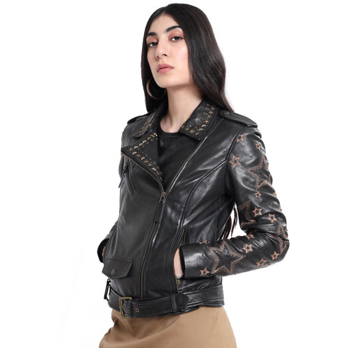 Brown Star LEATHER Jacket - MyraUSA