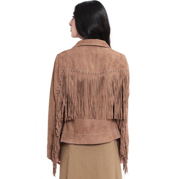 Fringe Embroidered  LEATHER Jacket - MyraUSA