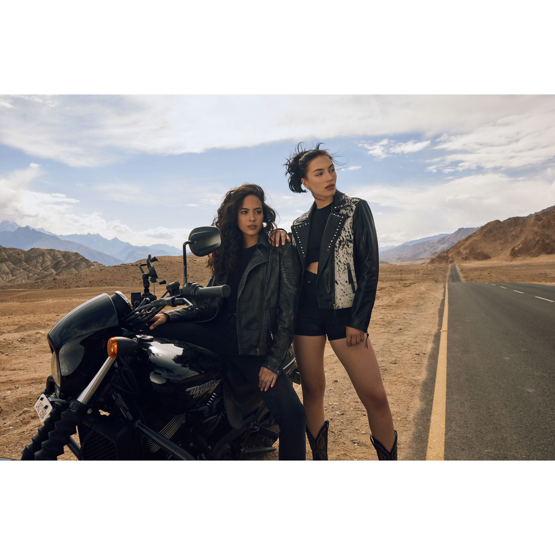 Black Embroidered Biker LEATHER Jacket - MyraUSA