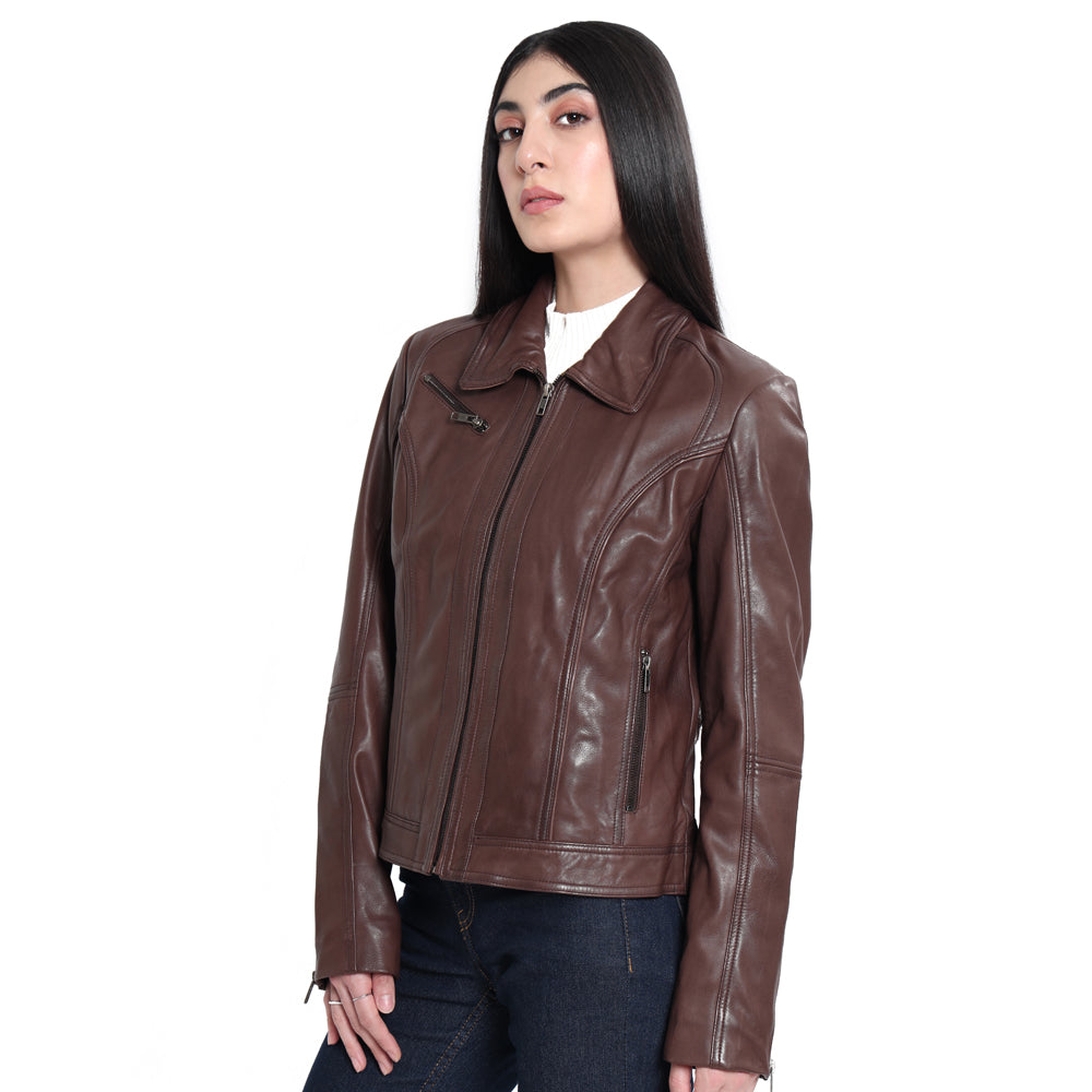 Winged Frills Leathher Jacket - MyraUSA