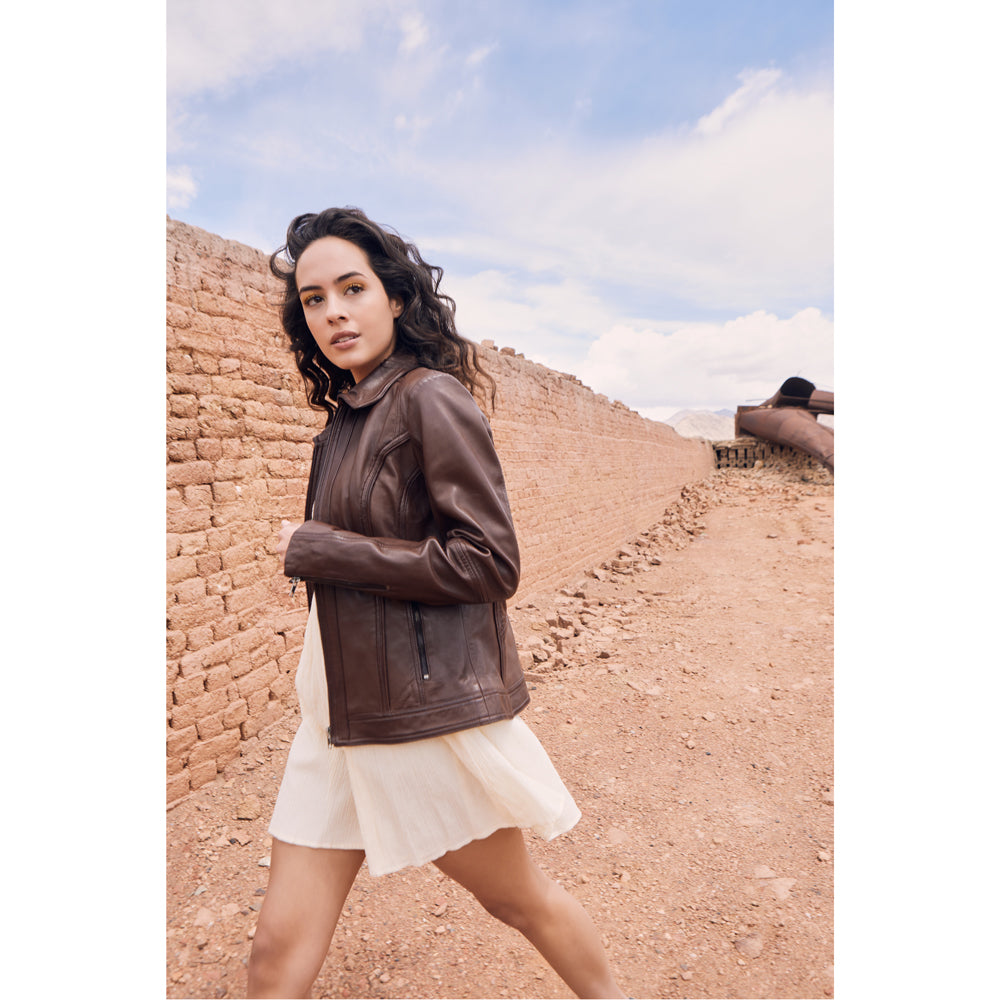 Winged Frills Leathher Jacket - MyraUSA