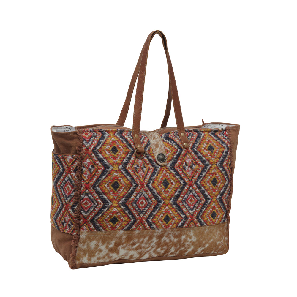 Geometric Blues Weekender Bag - MyraUSA