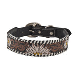 "Oxy Daisy Hand-Tooled Leather Dog Collar"