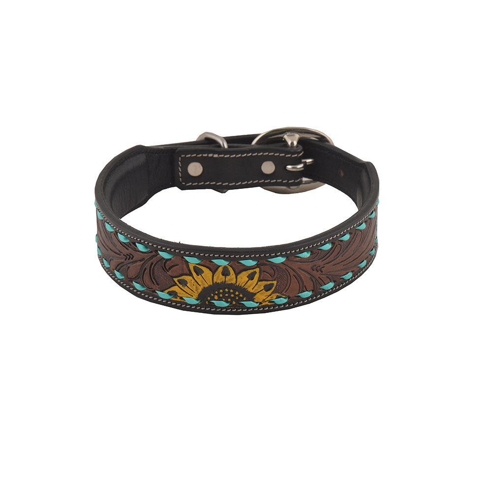 Scenic Hand-Tooled Leather Dog Collar - MyraUSA