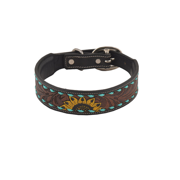 "Scenic Hand-Tooled Leather Dog Collar"