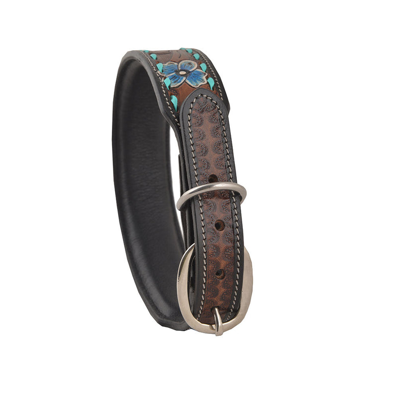 Scenic Hand-Tooled Leather Dog Collar