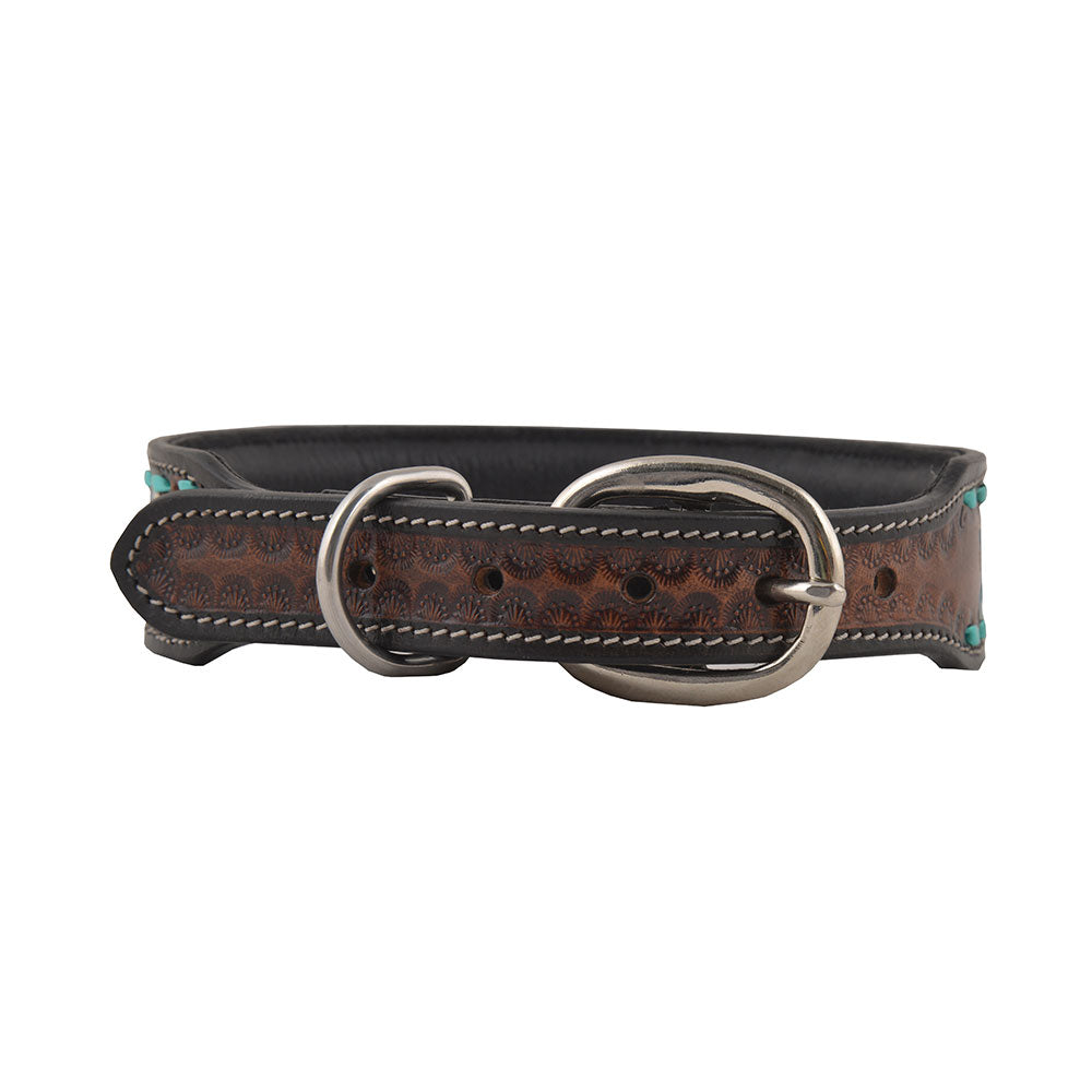 Scenic Hand-Tooled Leather Dog Collar - MyraUSA