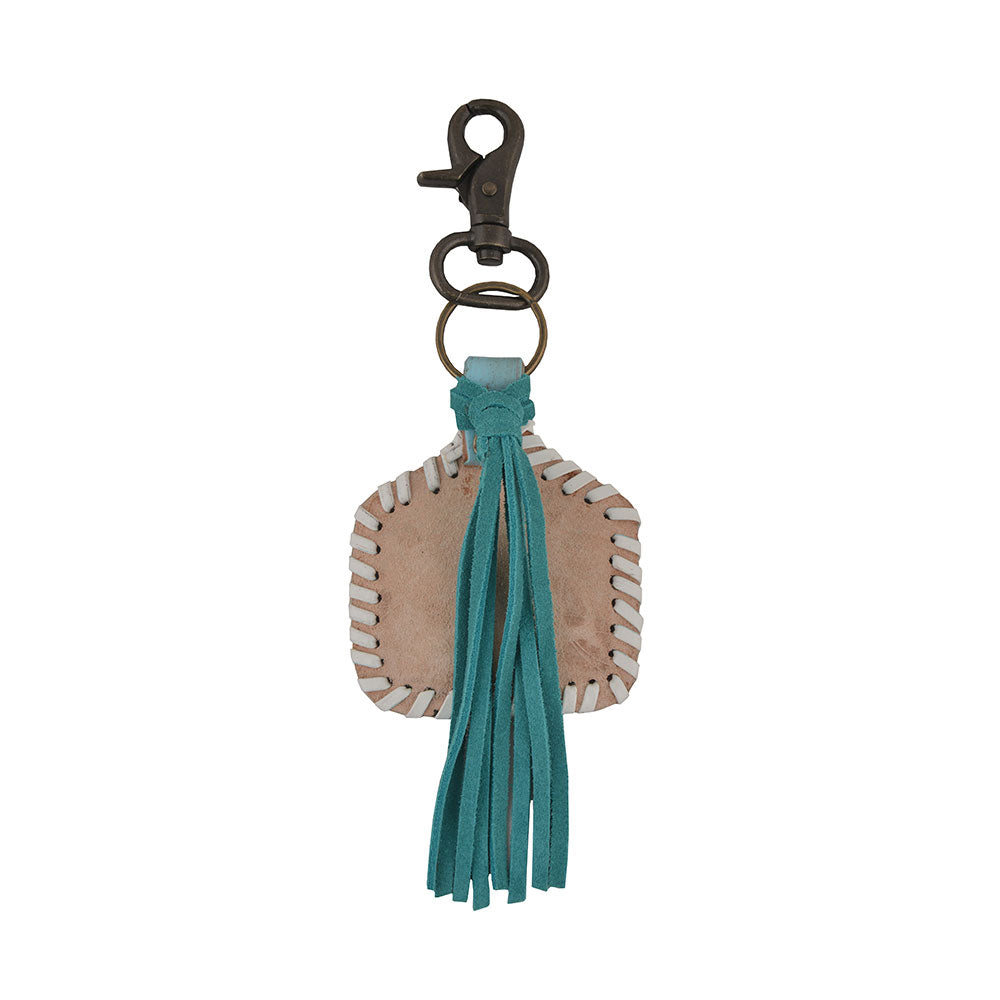 Blue Lotus Leather Keychain - MyraUSA