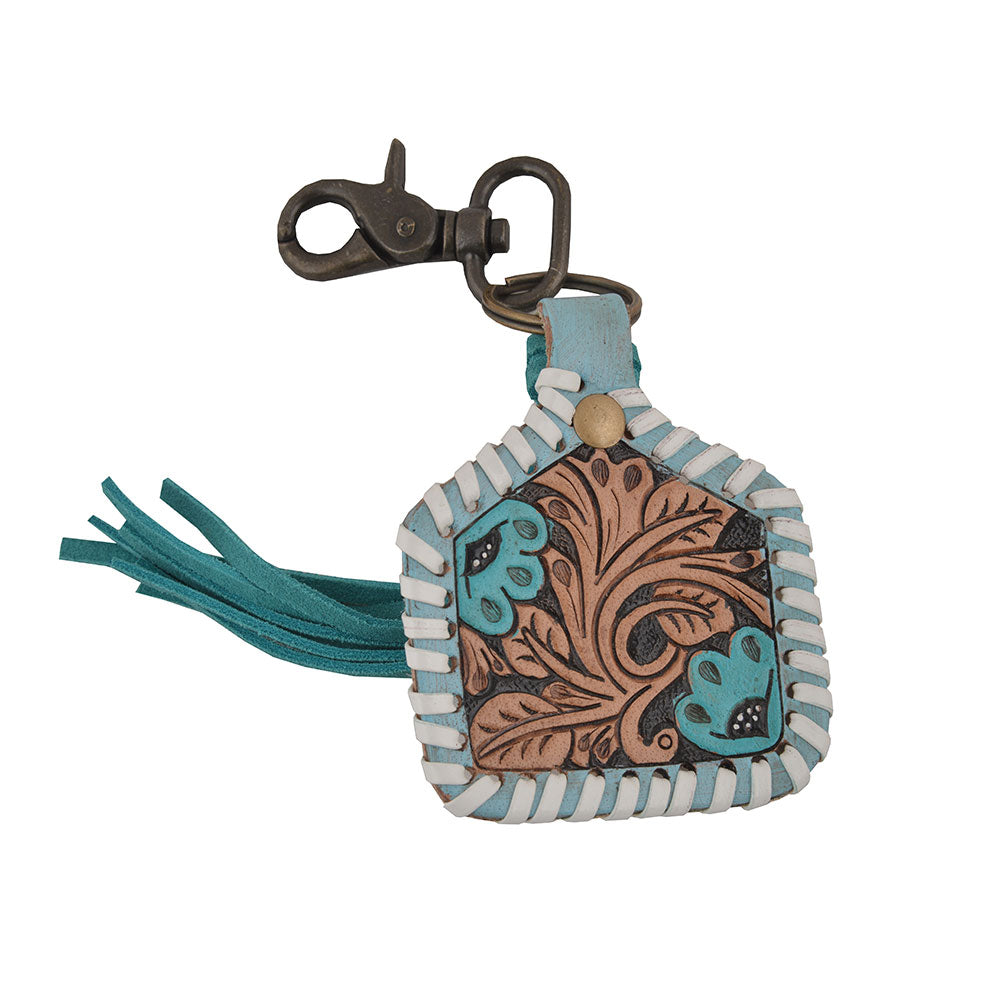 Blue Lotus Leather Keychain - MyraUSA