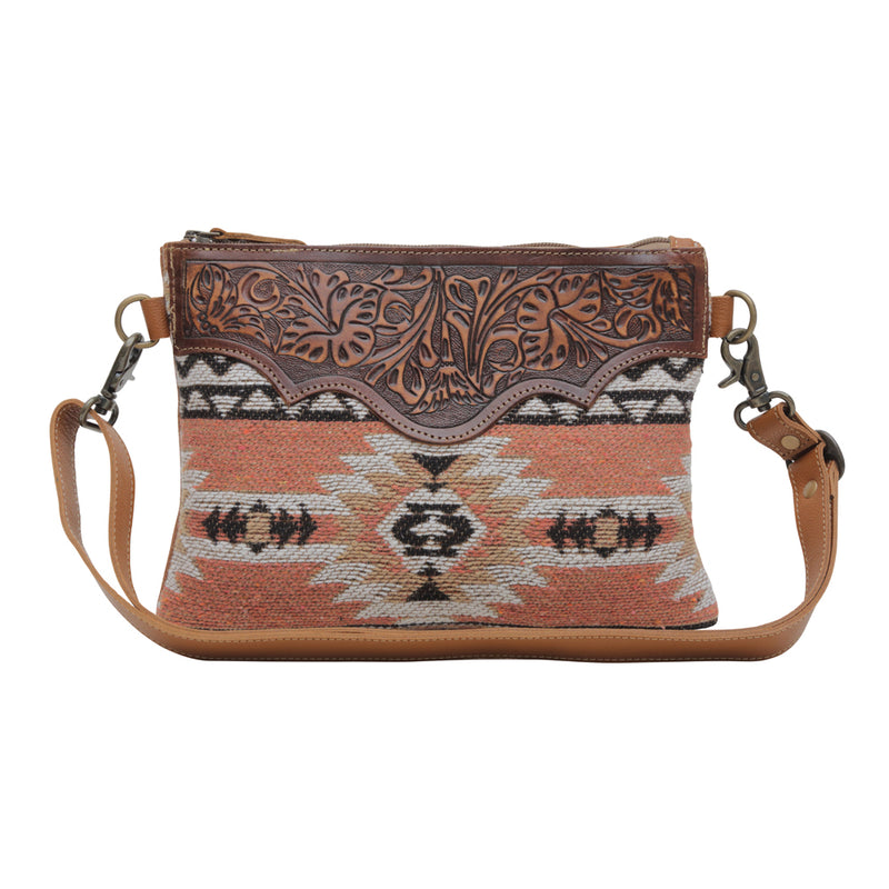 SANSA CHEVRON HANDTOOLED BAG