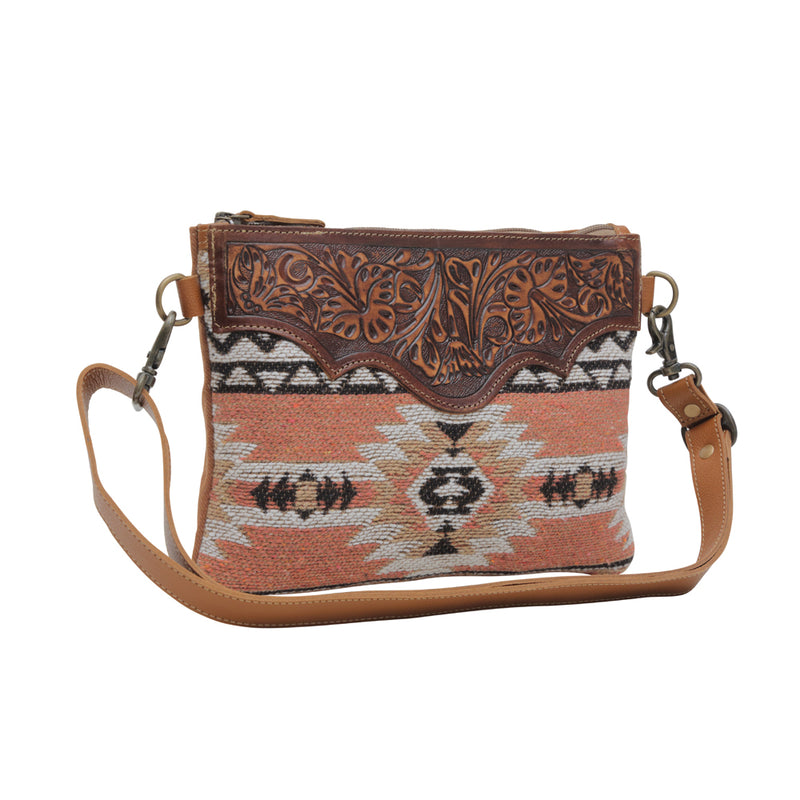 SANSA CHEVRON HANDTOOLED BAG