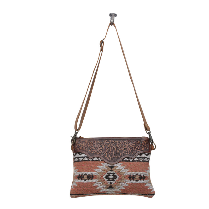 SANSA CHEVRON HANDTOOLED BAG