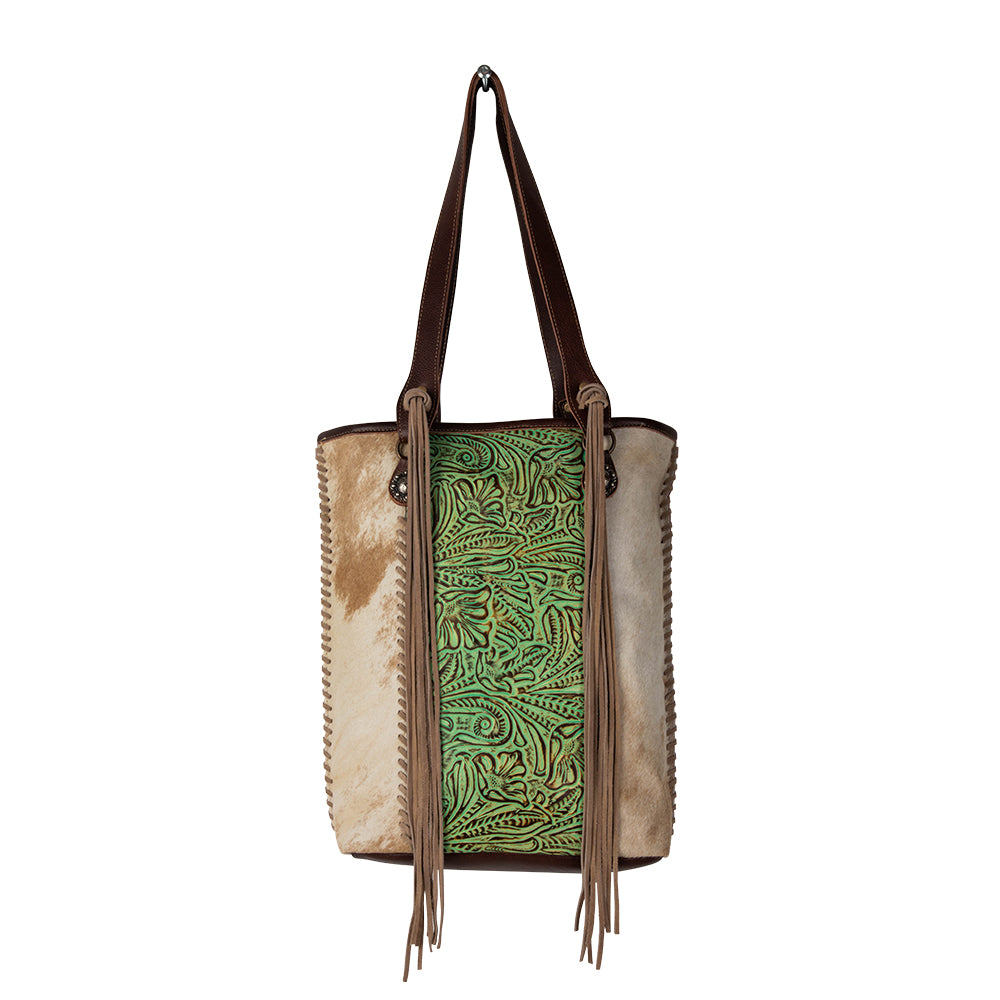 Cheyenne Plains Tooled Leather & Hairon Bag - Myra USA
