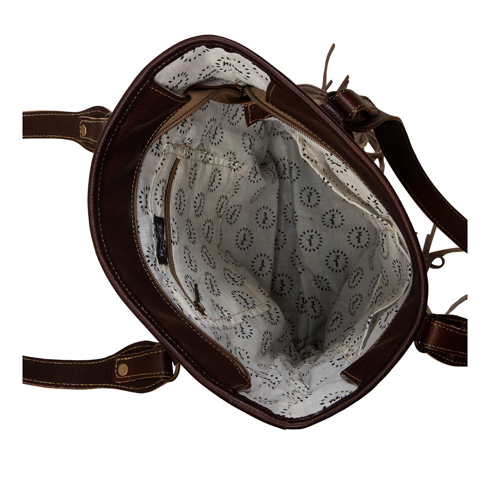 Cheyenne Plains Tooled Leather & Hairon Bag - Myra USA
