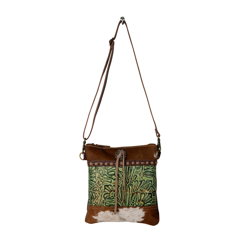 Emerald Bloom Leather &Hairon Bag