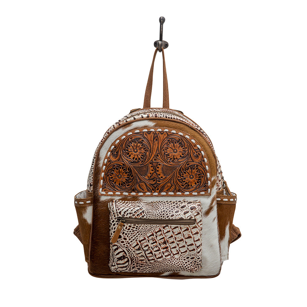New 100% genuine mexican cowhide leather Hand Tooled, detailed flower  backpack | eBay