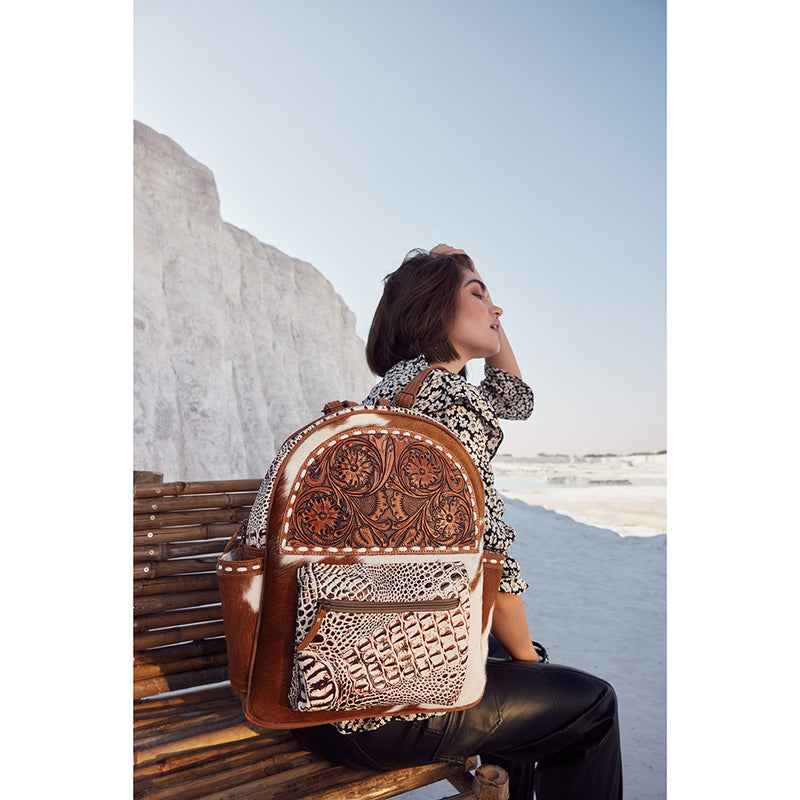 Leather tooled backpack hotsell