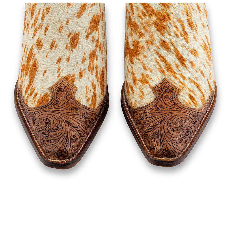 Orange Western Hand-Tooled Mules