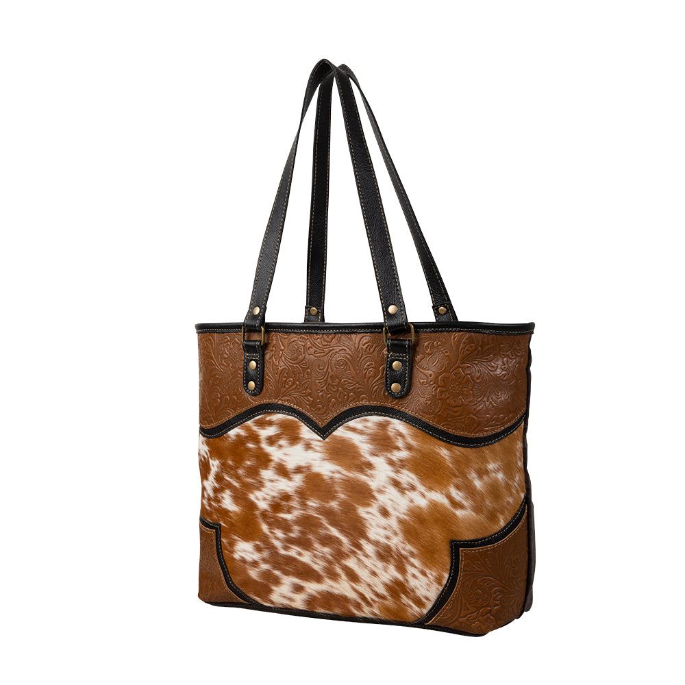 Cattle Brun Canvas & Hairon Bag - Myra USA