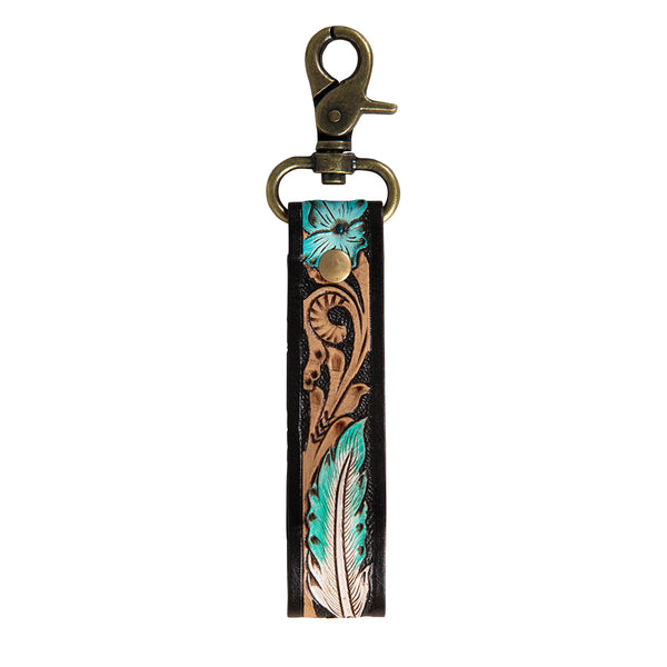 Canyon Feather Hand-Tooled  Key Fob - Myra USA