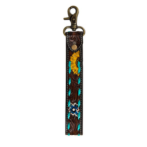 Sunflower Sunrise Hand-Tooled Key Fob - Myra USA