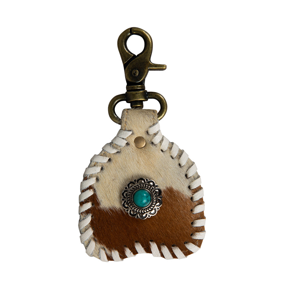 Barstow Stitched Hairon Hide Key Fob - Myra USA