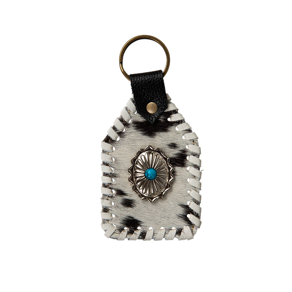 Crystal Rock Stitched Hairon Hide Key Fob