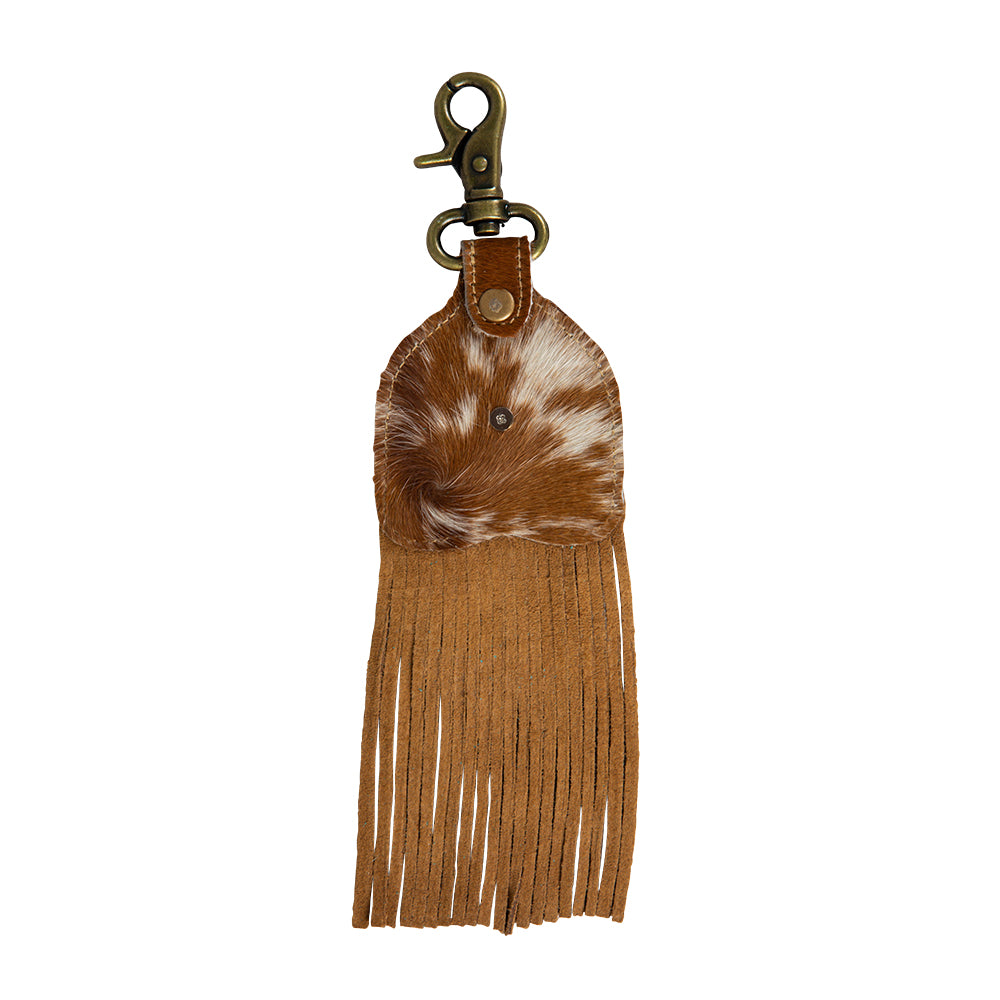 Pastureland Hairon Hide Fringed Key Fob - Myra USA