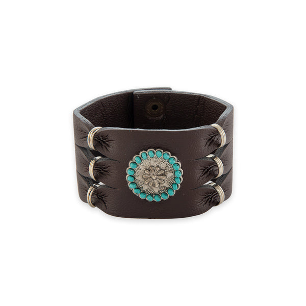 Southwest Bold Leather Cuff Bracelet